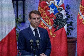 President of France Emmanuel Macron visits Chile